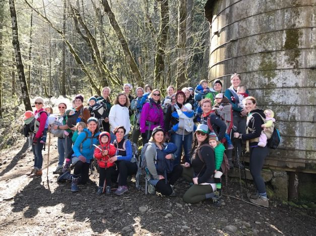 Group of 20 women and 26 children all ready to go hiking