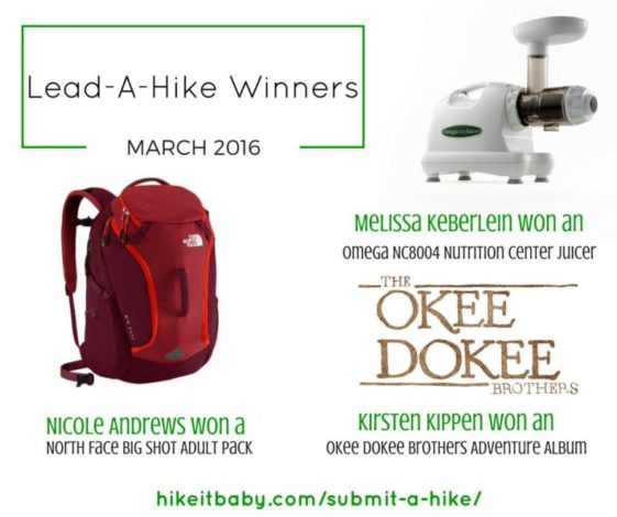 Lead a Hike Winners - March 2016