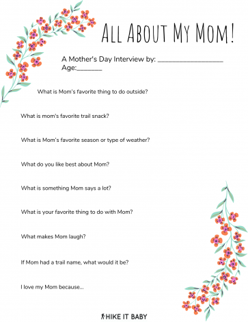 Mother's Day Interview for kids printable pdf