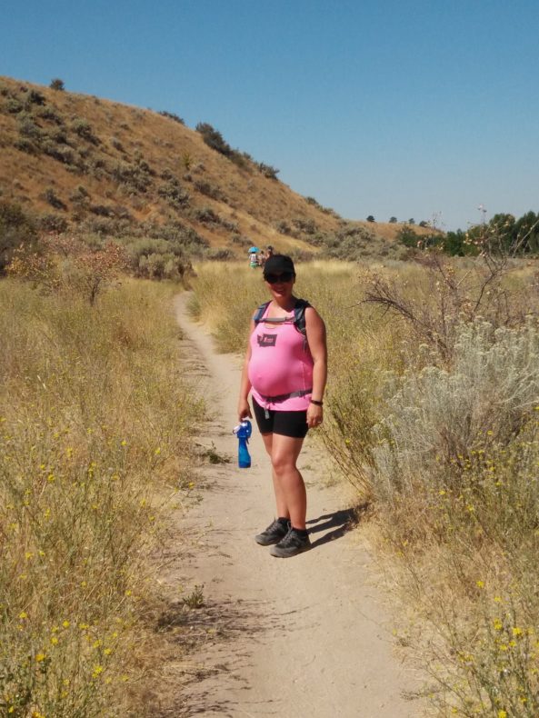 Pregnant mom hiking