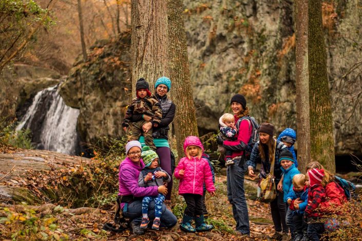 group of moms and children on a hike