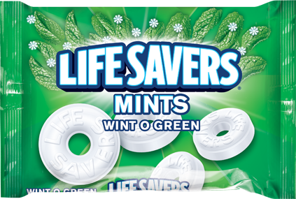 A bag of Wint O Green Mint Lifesavers