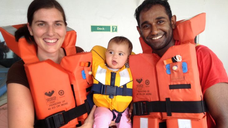 Family with life jackets on