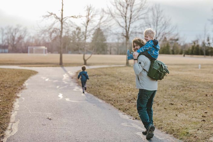 dad with children in a park