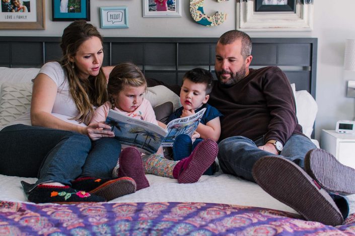 family reading together